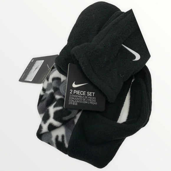 Nike 2-Piece Fleece Chin Strap Trapper Hat and Mittens Set - Picture 3 of 4